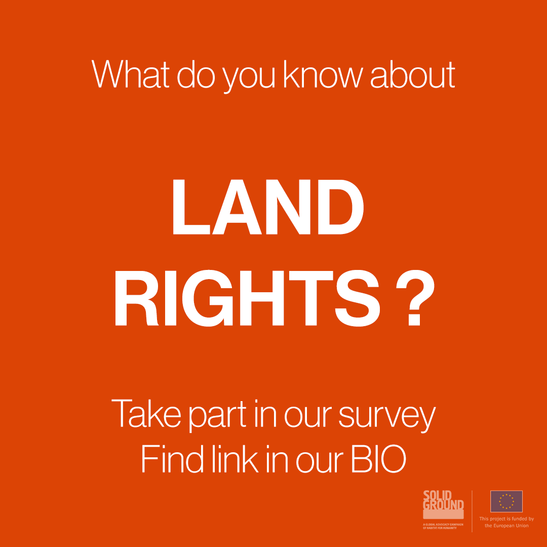 HabitatIreland's tweet photo. ❓What do YOU know about #LandRights❓

As our #BuildSolidGround campaign comes to a close,we would like to know what your knowledge is on the topic of housing 🏡

Click on the link below to complete a short survey:
https://t.co/OjytqRvaZv

#BuildSG #SustainableDevelopment https://t.co/mzmfCADGYW