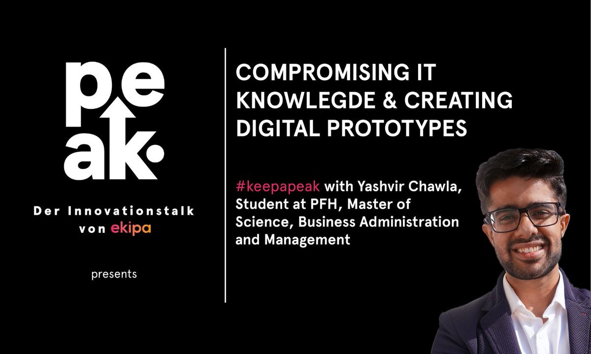 ekipa_de's tweet photo. #keepapeak with @hiyashvir, Student at PFH, Master of Science, Business Administration and Management.
Now it's your turn! What did you always want to know about crompromising IT knowledge, creating digital prototypes or Yashvir? Send us your questions via mail to hello@ekipa.de https://t.co/pPcXGOpBta