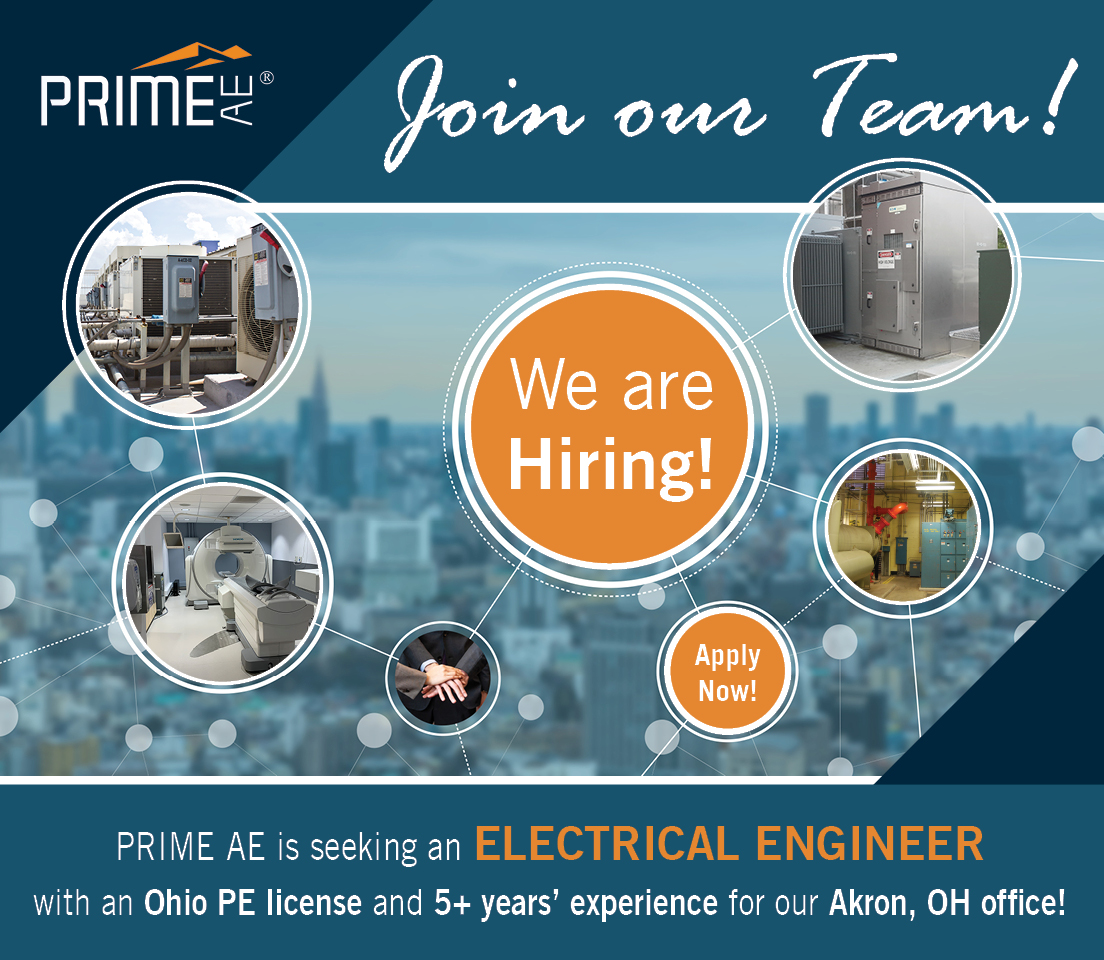 PRIME_Eng's tweet image. PRIME AE is seeking an Electrical Engineer for our Akron, OH office! To learn more about this position visit: ow.ly/wvZi50C3Quc
