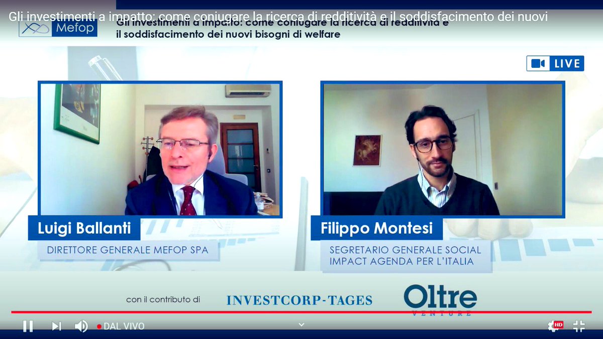 SIAita_'s tweet photo. 🗣”È fondamentale che si attui uno sviluppo sistemico dell’impact investing, in cui diversi attori abbiano complementarità e si creino sinergie per far decollare in maniera radicale questo tipo di investimento”. Il nostro segretario generale @filippo_montesi al webinar @MEFOP https://t.co/JxBeL4S0pS