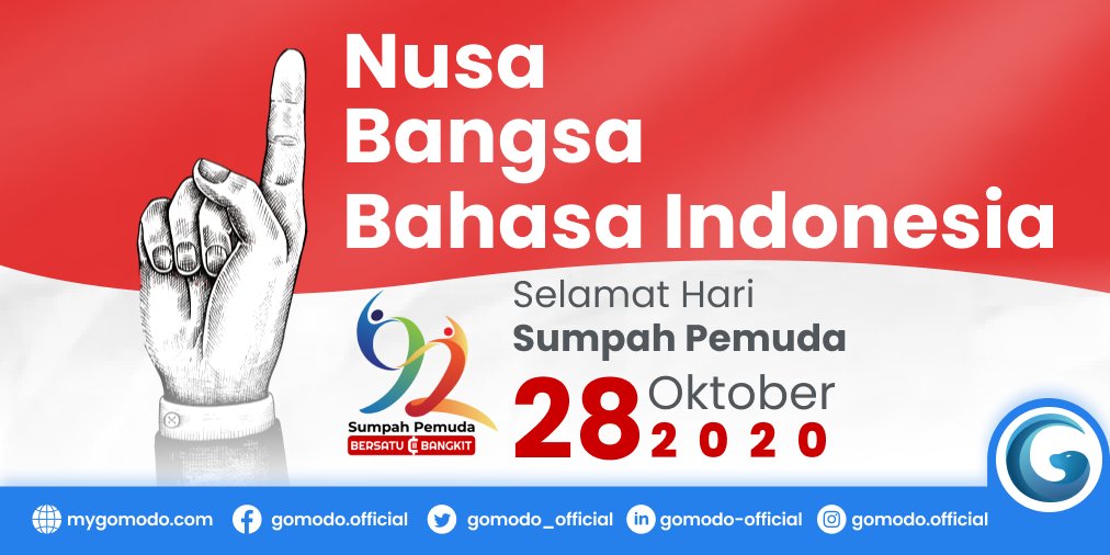 Gomodo_official's tweet photo. Yang lalu terlahirlah sebuah keputusan, yakni Sumpah Pemuda.

Kira-kira apa yang membuat Anda bangga menjadi Pemuda Indonesia? https://t.co/epUWB2UvWB
