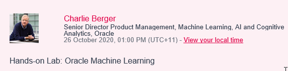 CharlieDataMine's tweet image. You can check out my 2 Oracle Machine Learning sessions from APACOUC Virtual Conference …-apac-virtual-tour-2020.heysummit.com/replays/?ah=3e…
174 sessions &amp;amp; HOLs, 123 different speakers, 11 days, 4 different languages. Great event! 
#oraclegroundbreakersapacvirtualtour2020, @AnalyticandData @OracleAnalytics