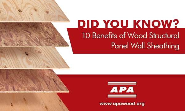 APAwood's tweet photo. Continuously #sheathing with wood #structuralpanels not only makes walls stronger and more resilient, it also makes a solid and consistent surface for attaching siding and trim that meets IRC requirements. Discover more benefits > https://t.co/jS01WyjMzt https://t.co/id0PjMyaHd