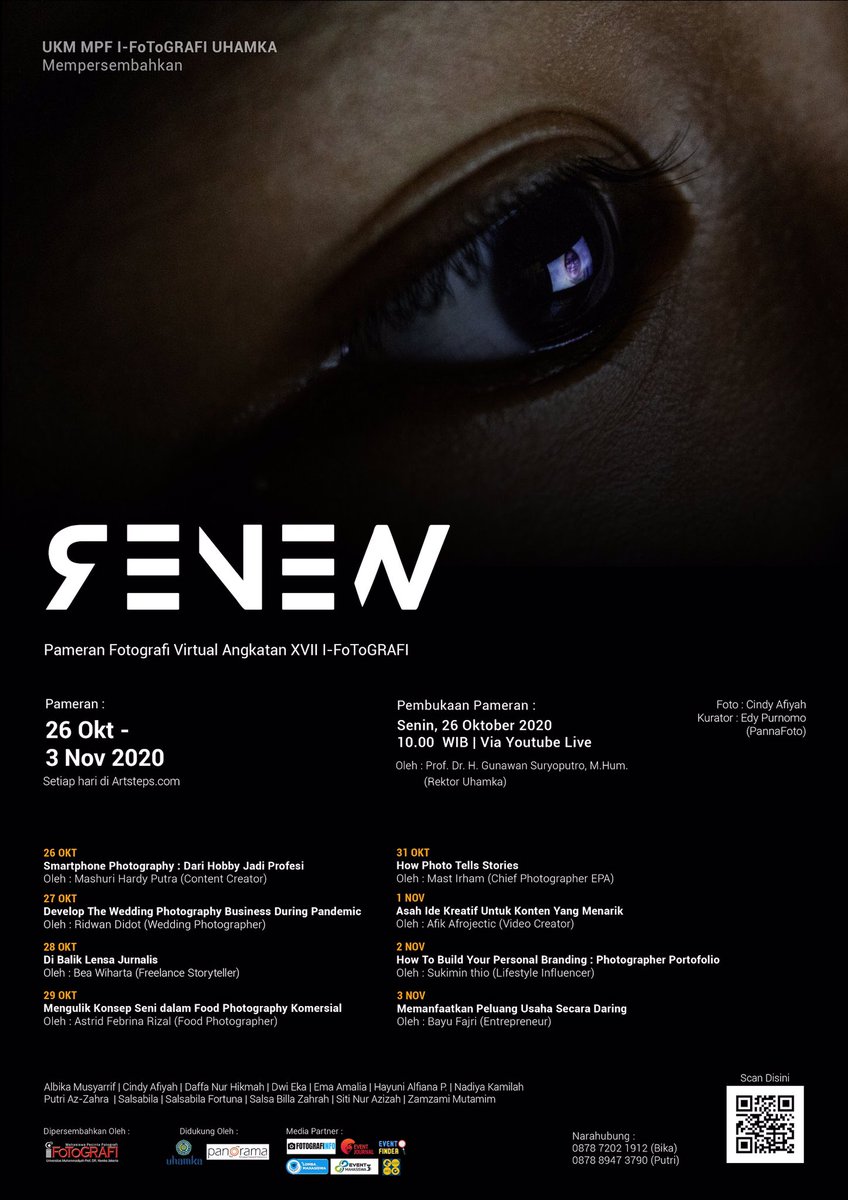 Yuuk ikutin acara Pameran Virtual Fotografi Angkatan XVII “RENEW”
Info selengkapnya instagram.com/p/CGygv1sh6YS/…