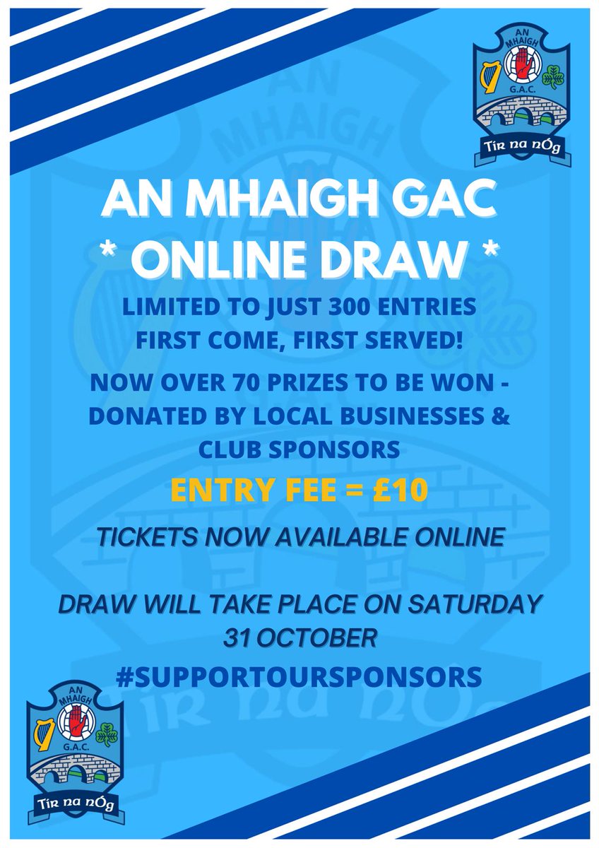 With over seventy great prizes to be won, time is running out to enter our club's big online Halloween Draw. Click on the following Paypal link to enter: paypal.me/MoyGAC For more info, click on our Facebook link below: m.facebook.com/story.php?stor… #SupportOurSponsors