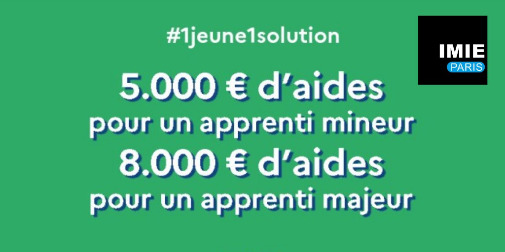 🚨 Aides à l'embauche 🚨 I Bénéficiez de 5.000 ou 8.000 € d'aide pour le #recrutement d'un apprenti. <a href="/Travail_Gouv/">Ministère du Travail</a>  #Apprentissage #1Jeune1solution #imie #paris ⤵bit.ly/3mm4xvh