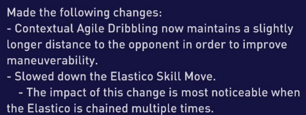 Konsollara gelen yeni güncellemenin en çok dikkat çekecek düzenlemesi sanırım elastico üzerine... Anmiasyon yavaşlatılmış, özellikle peş peşe yapılan elastico'larda bu yavaşlık daha da çok hissedilecek...

#Fifa21 #NewUpdate