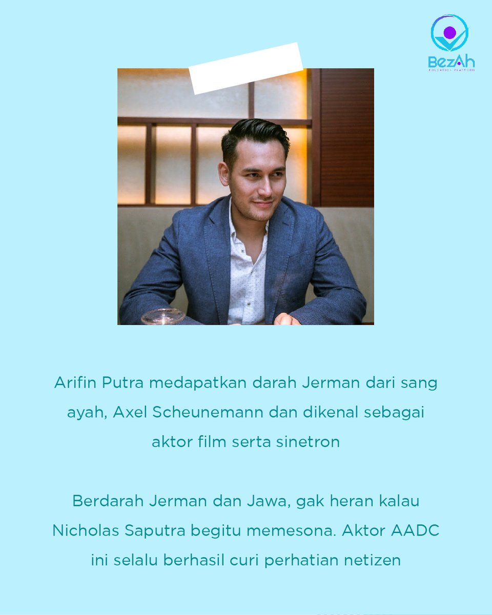 BezahOnline's tweet photo. Tidak hanya berparas tampan, namun pria blasteran jerman ini pastinya memiliki segudang prestasi dibidang acting serta bisa mengharumkan bangsa dengan berbagai penghargaan lho!
#bimbelonline #bimbelmurah #bimbelbandung #bimbelindonesia #Bezah #Bezaheducationplatform   #edutech https://t.co/9r42mZeSs2