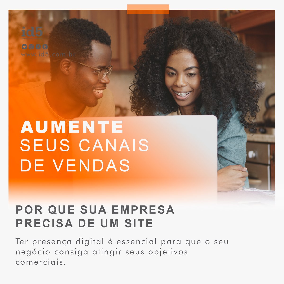 id5web's tweet image. Estamos cada vez mais conectados e, é através desses dispositivos que resolvemos os problemas do nosso dia a dia: pagamos contas, fazemos reservas e, é claro, pesquisamos todos os tipos de produtos e serviços. 
Por isso, é importante ter um site.