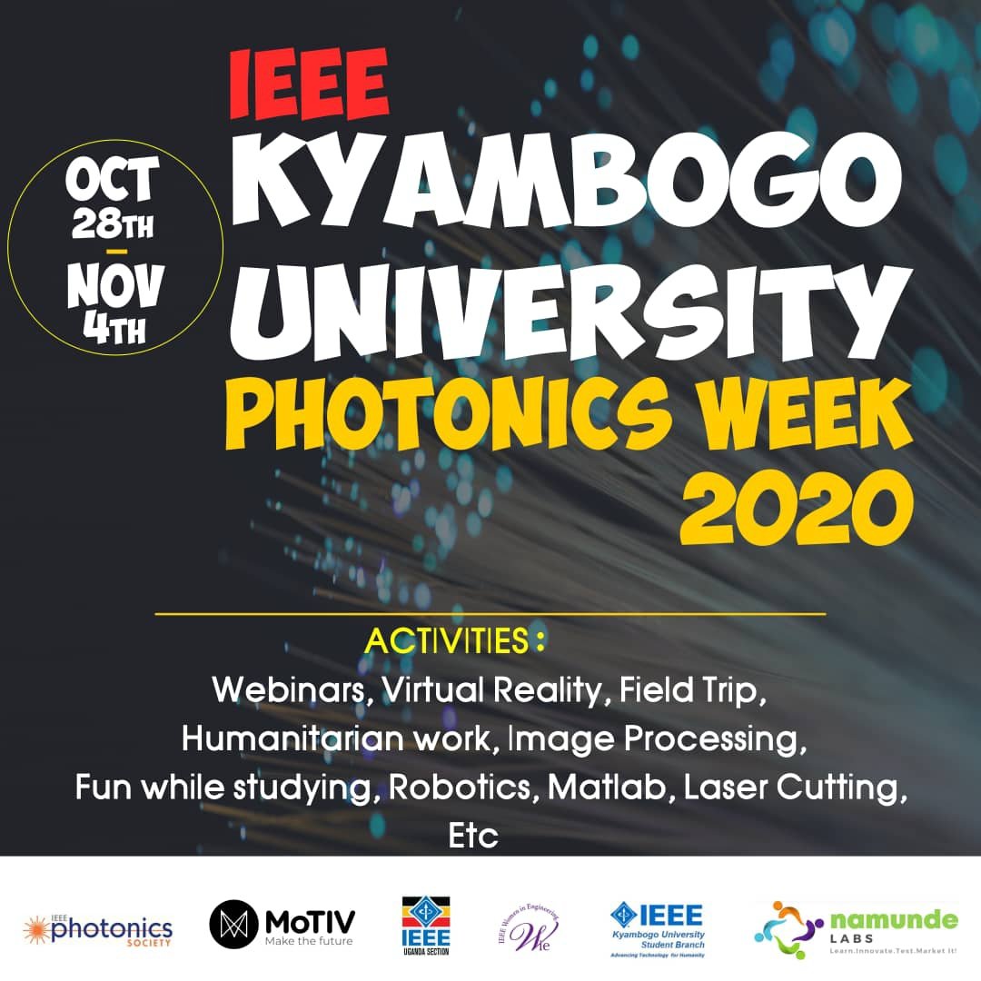 edwin_banura's tweet photo. *🔥IEEE Kyambogo University Photonics week is here🔥*

How about a week with some fascinating activities from the photonics field. Let's get ready for the drill 🔥🔥💡💻🔌 @IeeeKyu @Rapnuel @vincentolema @IEEEPhotonics @EzaboBaron @ieeer8 
#IEEE #ieeephotonics #ieeer8 https://t.co/Eg8PJQWFqf