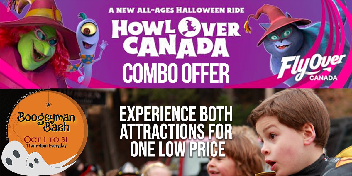 HorrorVancouver's tweet photo. Looking for something fun to do with the kids for Halloween? FlyOver Canada and VHN present our Combo Package! Get both attractions this Halloween week for one low price.  For tickets and times visit https://t.co/ENK4fTHlnS https://t.co/3px1V2nhqj