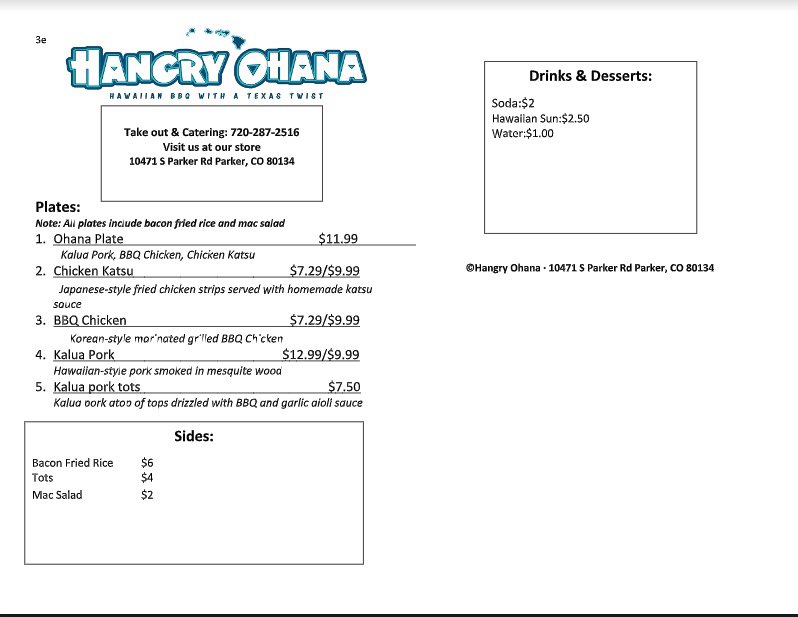 Hangry Ohana will be at our Trunk-or-Treat event on Thursday!! Below you can find the menu and pricing. Come early before they sell out! 🍽🎃