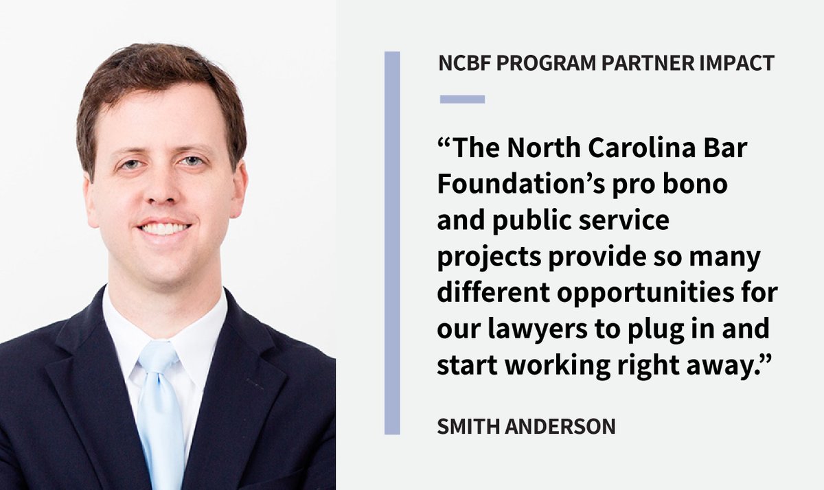 NCBForg's tweet photo. Smith Anderson has demonstrated a commitment pro bono service. Thank you, @smithlaw, for supporting the NCBF and helping to make our pro bono and public service programs possible! #celebrateprobono https://t.co/oCx8nyGa8w