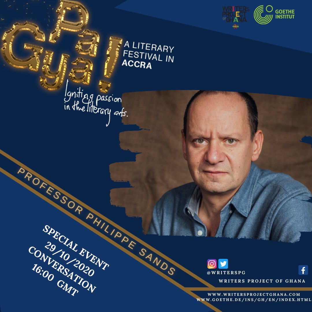writersPG's tweet photo. Join the final event for #pagya2020 with @philippesands via the link below 
https://t.co/z3XZNYQrhI
Meeting ID: 876 2882 9476.

This will be led by Mr.Fui Tsikata including Kinna Likimani, Aloysius Denkabe, Mawuse Oliver Barker-Vormawor and Nii K Bentsi-Enchill. https://t.co/Ls6NfgCPnG