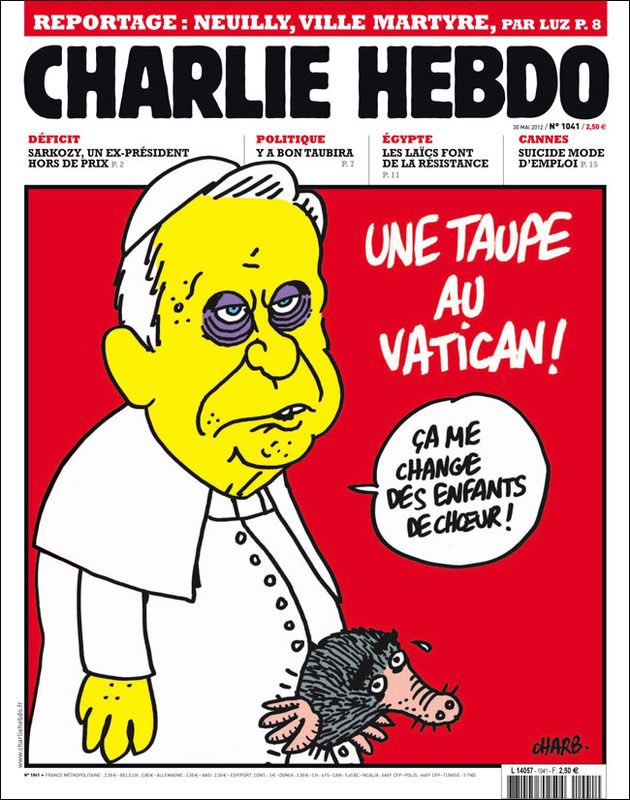 TBarcelone's tweet photo. @Mediavenir Les gens comprennent pas que Charlie Hebdo ne s’acharnent pas que sur les musulmans c’est un journal de caricature ils s’attaquent à toute l’actualité https://t.co/uxYlVpT7sF
