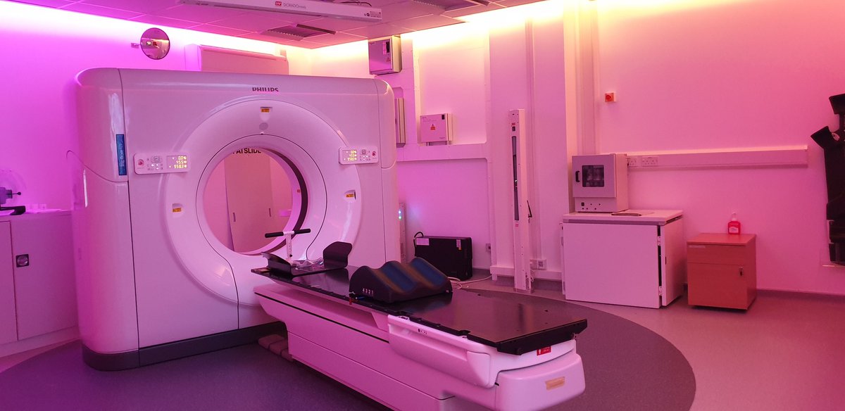 nmaltb's tweet image. So happy I get to spend every day in this beautiful room now after 4 months. Our shiny new @philips_uk CT scanner &amp;amp; mood lighting at @UHDBTrust. 😍