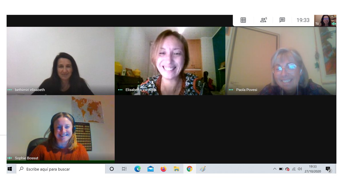 ESSErasmusplus's tweet photo. From Aalst (Belgium), Rho (Italy) and Celrà (Catalonia, Spain). Online meeting to plan and continue with our #ErasmusPlus project. Difficult times but let's go teachers! #esserasmusplus https://t.co/QWWylaMICA