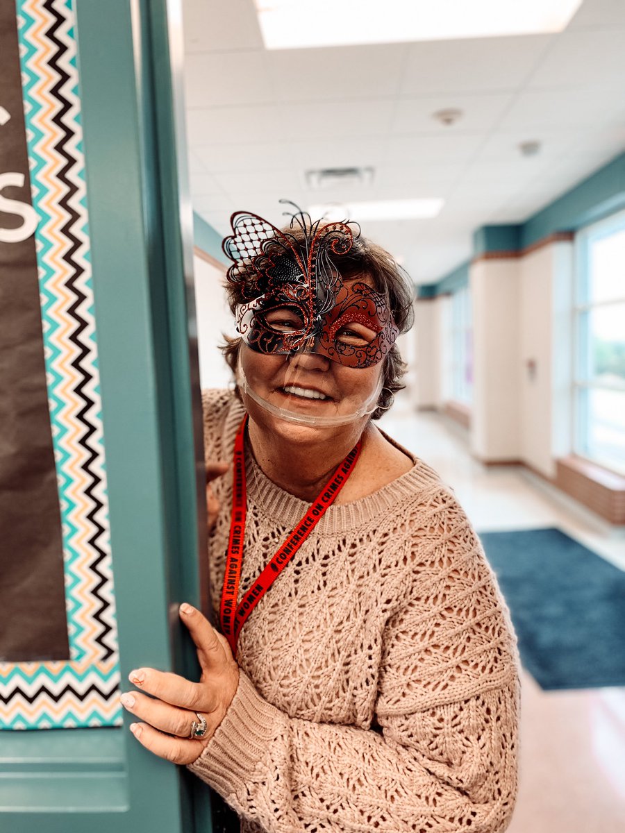 Check out Ms. Hasenyager getting in the HoCo spirit! #hoco20masque