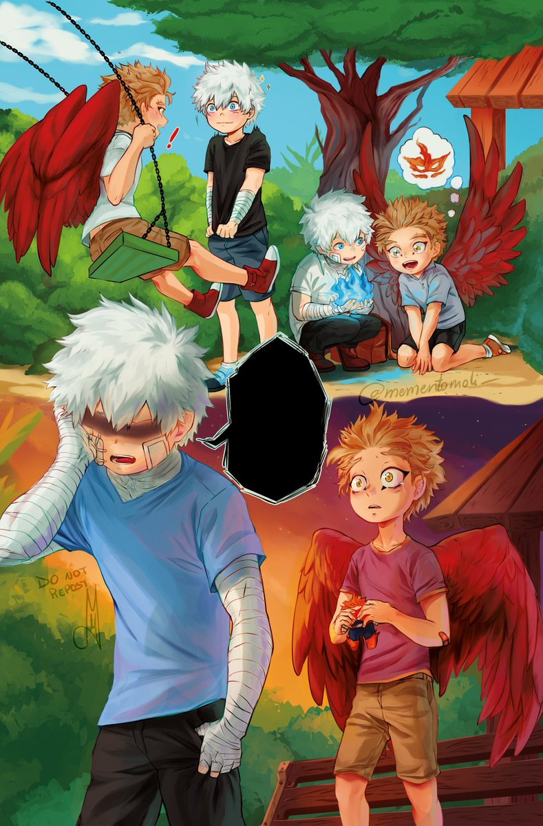 mementomoli_old's tweet photo. We can finally post it! Little boys from the fic-art collab we did with @cashmeresho for the @RedactedWings zine 🧡💙 https://t.co/N6hVtDx9Yk