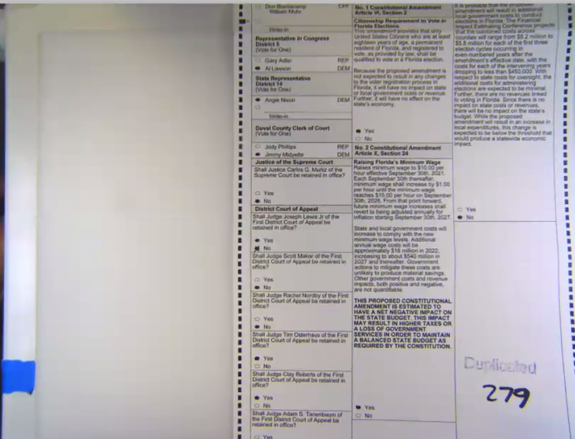 There are also ballots showing people changing their mind on 1st DCA Judge Joe Lewis, the only Black judge on the 1st District Court of Appeal. A lot of Biden-voting ballots show all "no" votes on retention except for with Lewis.