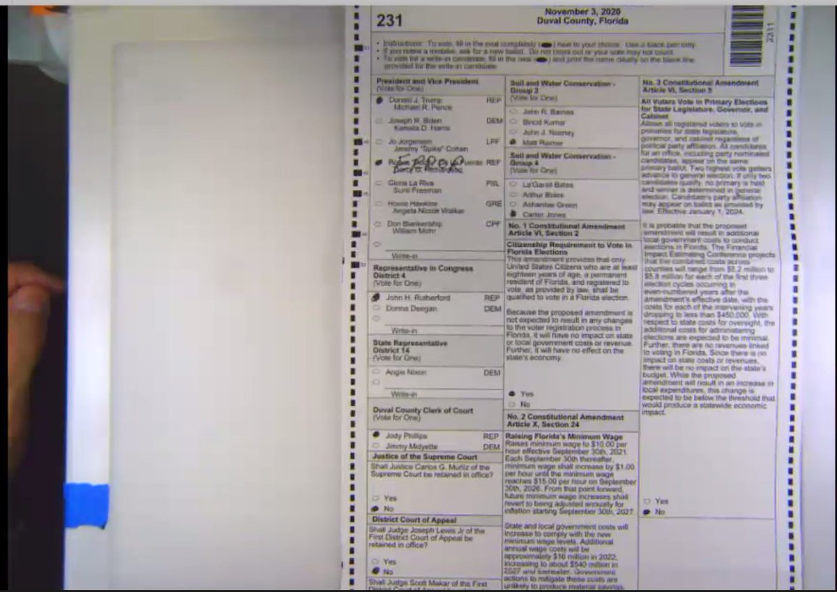 Here's someone who clearly marked their voter intent. Initially voted for the Reform party, then switched to Trump.