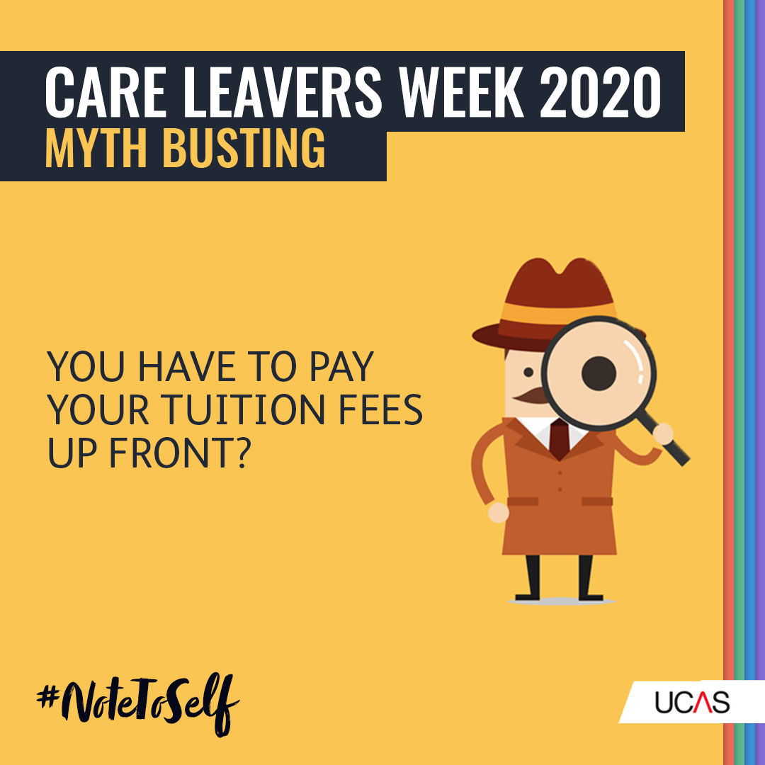 ucas_online's tweet photo. 🕵 Myth Busting 🕵️‍♀️

This is not true, you can apply for student finance and get this paid to the uni or college. Loan repayments will only start when you earn above a certain amount. 

Find out more about student loans... https://t.co/4SWfas9kxr

#NCLW2020 https://t.co/SQgnCnLv01