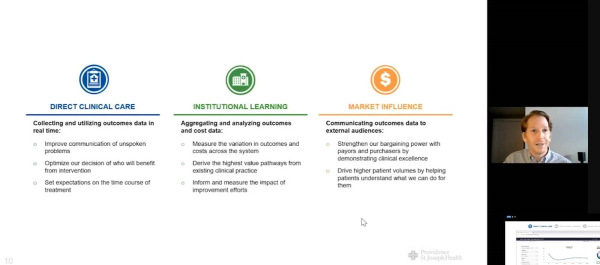 promisNIH's tweet photo. @lippaj from @providence on the uses of PRO and PROMIS data: Use in clinical care for patients, institutional learning and research, and value-based care. #PROMIS2020 https://t.co/yAd8V4IjnA
