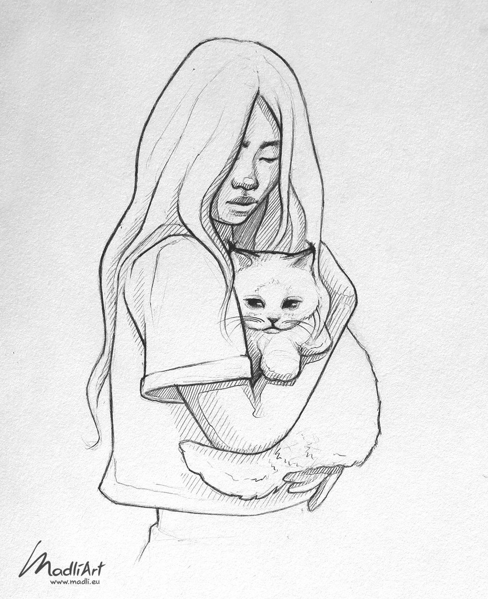 Girl and cat by @marilartgallery #Caturday https://t.co/RsnrPiat6F