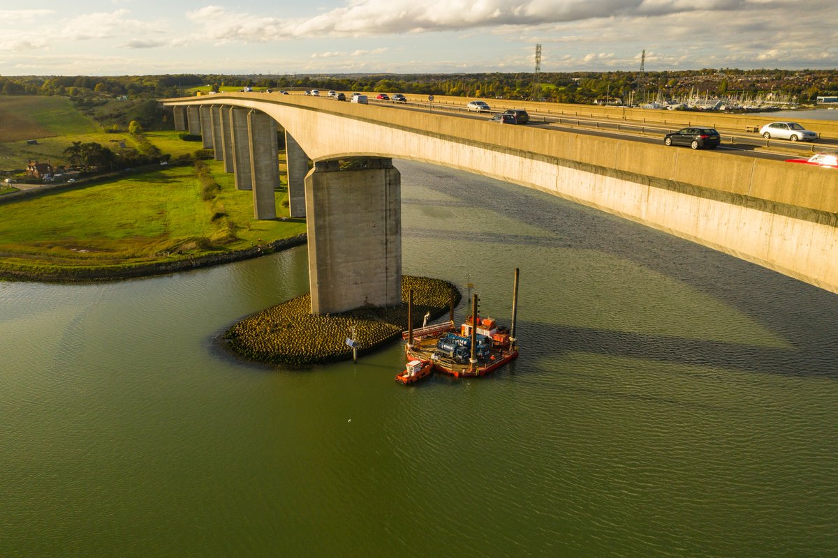 🌟PROJECT COMPLETION🌟

We recently completed a contract to empty the pollution control chambers and drop gate manholes on #OrwellBridge on behalf of <a href="/Ringway_UK/">Ringway</a> and @HighwaysEngland.

Photography credit: aerialessex.uk

#MarineConstruction #RiverOrwell #JackUpBarge