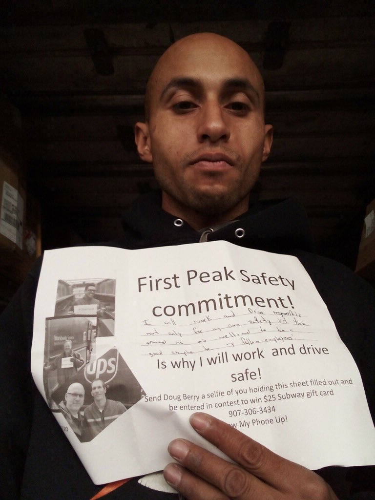 dougmore42's tweet photo. Charles in Riverton Wyoming is #Ready to #WorkSafe for his #FirstPeak at UPS. @Joseph_Braham @experienceUPS @UPS https://t.co/rzVGxCWsJP