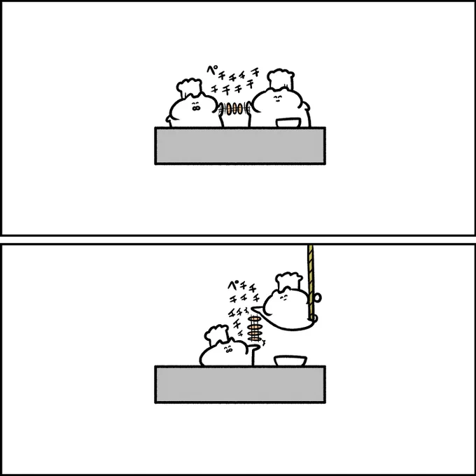 協力してハンバーグを作る様子 