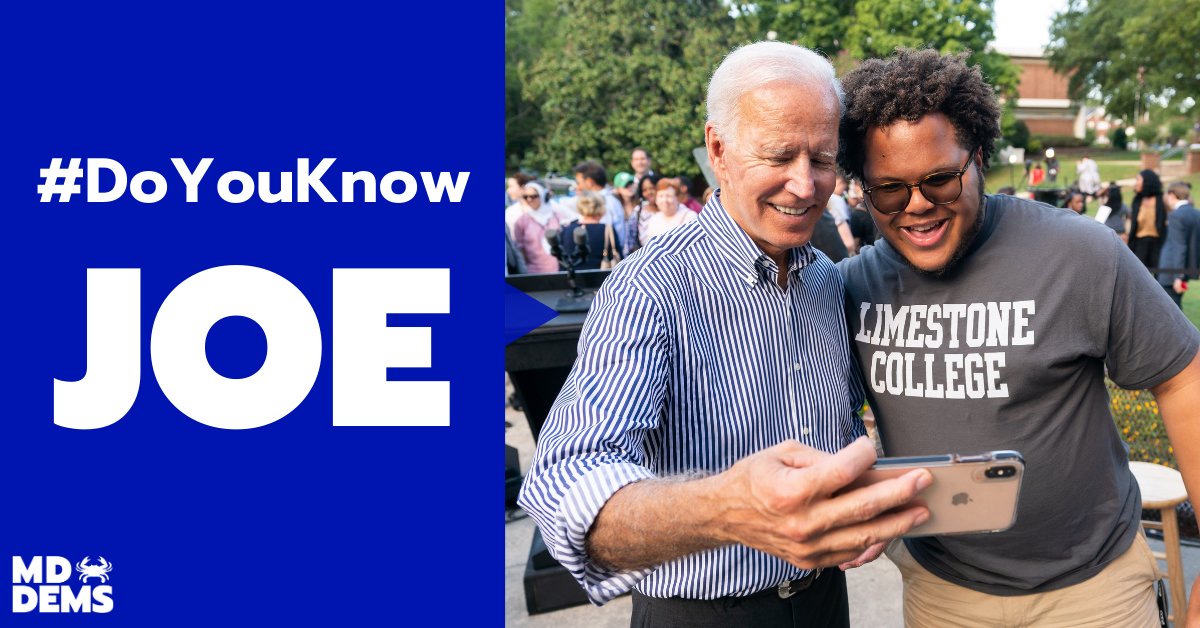 mddems's tweet photo. #DoYouKnowJoe? Did you know that Joe Biden wants to make two years of community college or other high-quality training programs free? No hard-working individual looking to learn and improve their skills should be in debt. https://t.co/Dx5CeCx1Vl