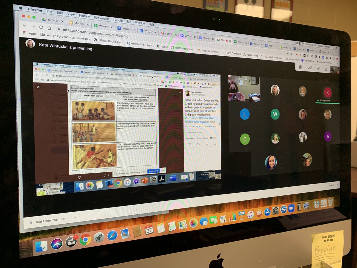 Warren_Elem's tweet photo. Literacy virtual PLCs today! Sharing strategies from lessons to assist students in making connections to their own learning!! #BeTheChange ⁦@MsWsClassroom⁩ ⁦@WCPS_ELConsult⁩ #wcpsleads ⁦@WarrenCoSchools⁩ ⁦@wcpsinstruction⁩ https://t.co/sDn6ZxYfUr