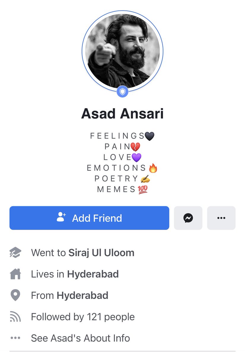 When there are innumerable incidents of Hindu women being attacked & murdered by Muslim men, this man Asad Ansari, has shared my photo from my personal TL & is talking about making XXX videos. 

@hydcitypolice @CPHydCity please help 

facebook.com/profile.php?id…