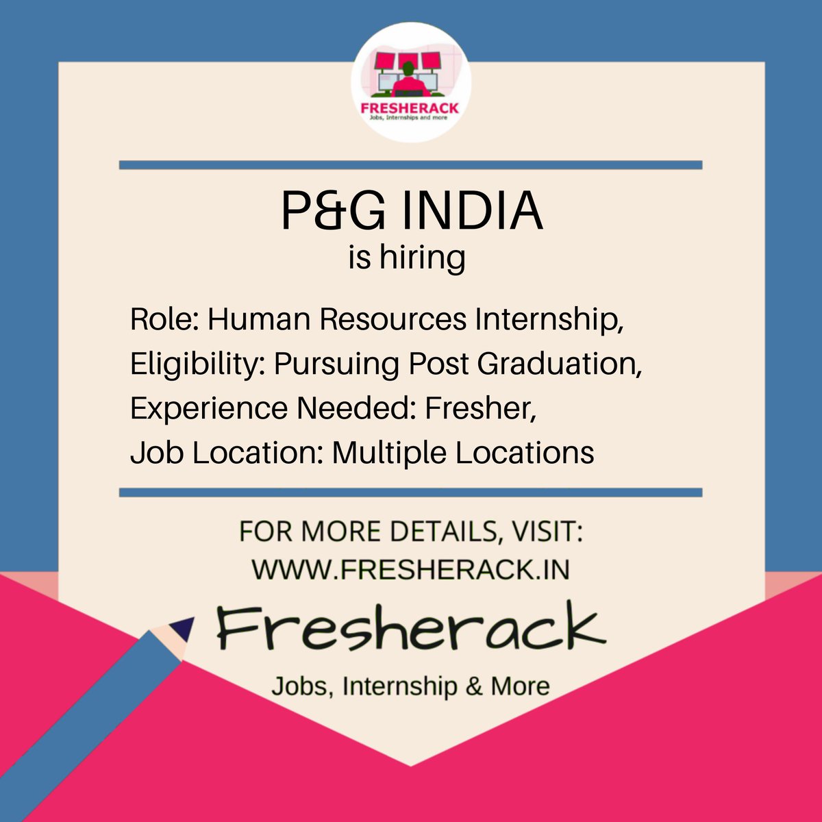 Human Resources Internship | P&G INDIA | Multiple Locations

For More Details and Apply Link: bit.ly/35BYs7f

For More Jobs, Visit: fresherack.in 

#internship #internships #internshipopportunity #intern #intern2020 #hrinternship #hiring #careers #intern
