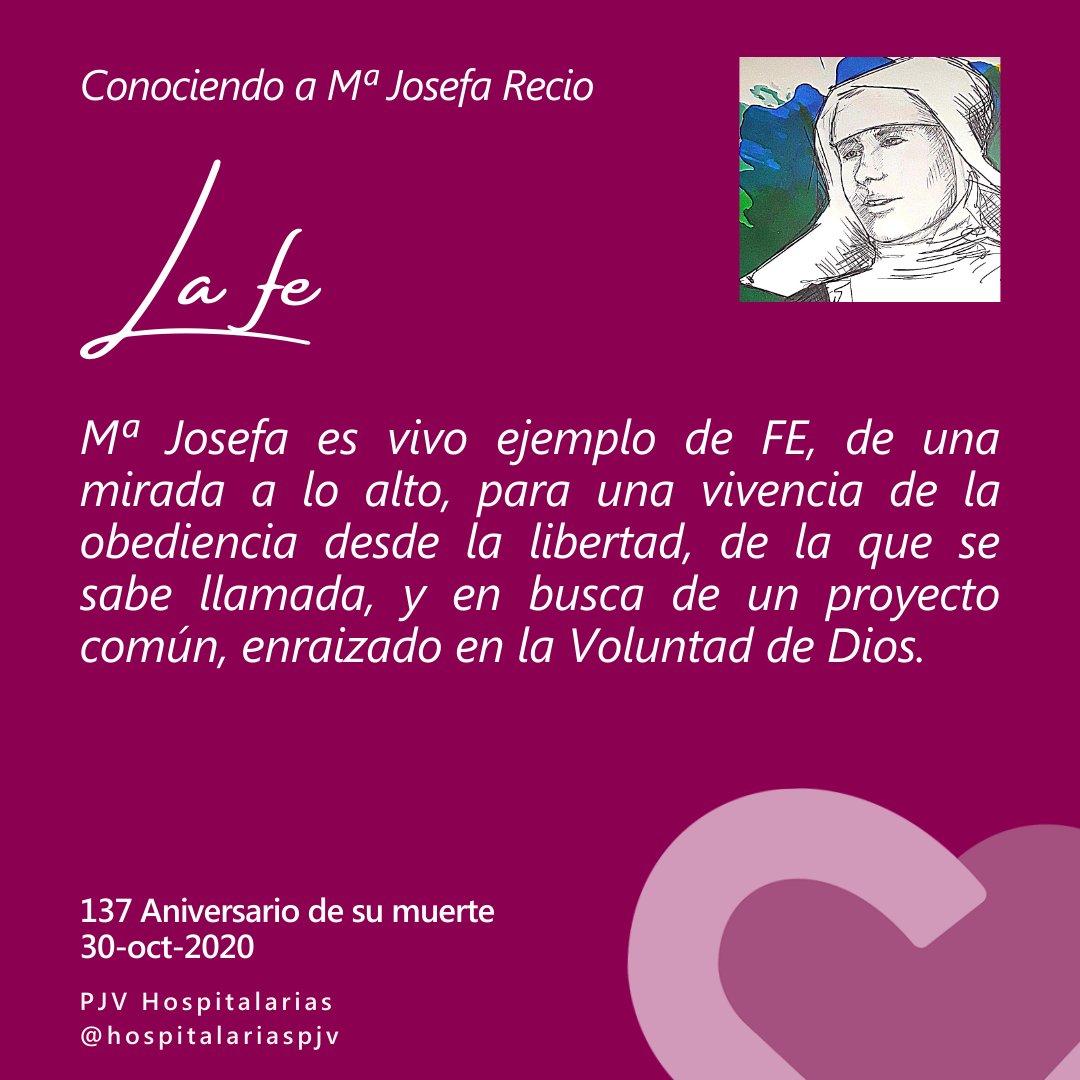serhospitalaria's tweet photo. El día 30 de octubre se cumplen los 137 años de la muerte de la Venerable María Josefa Recio Martín, nuestra fundadora. 
Estos días os damos a conocer algo más de ella 💟

https://t.co/5M867VL4Ot

#HermanasHospitalarias #cristianos #FelizMartesATodos https://t.co/8moZTRIOJ9
