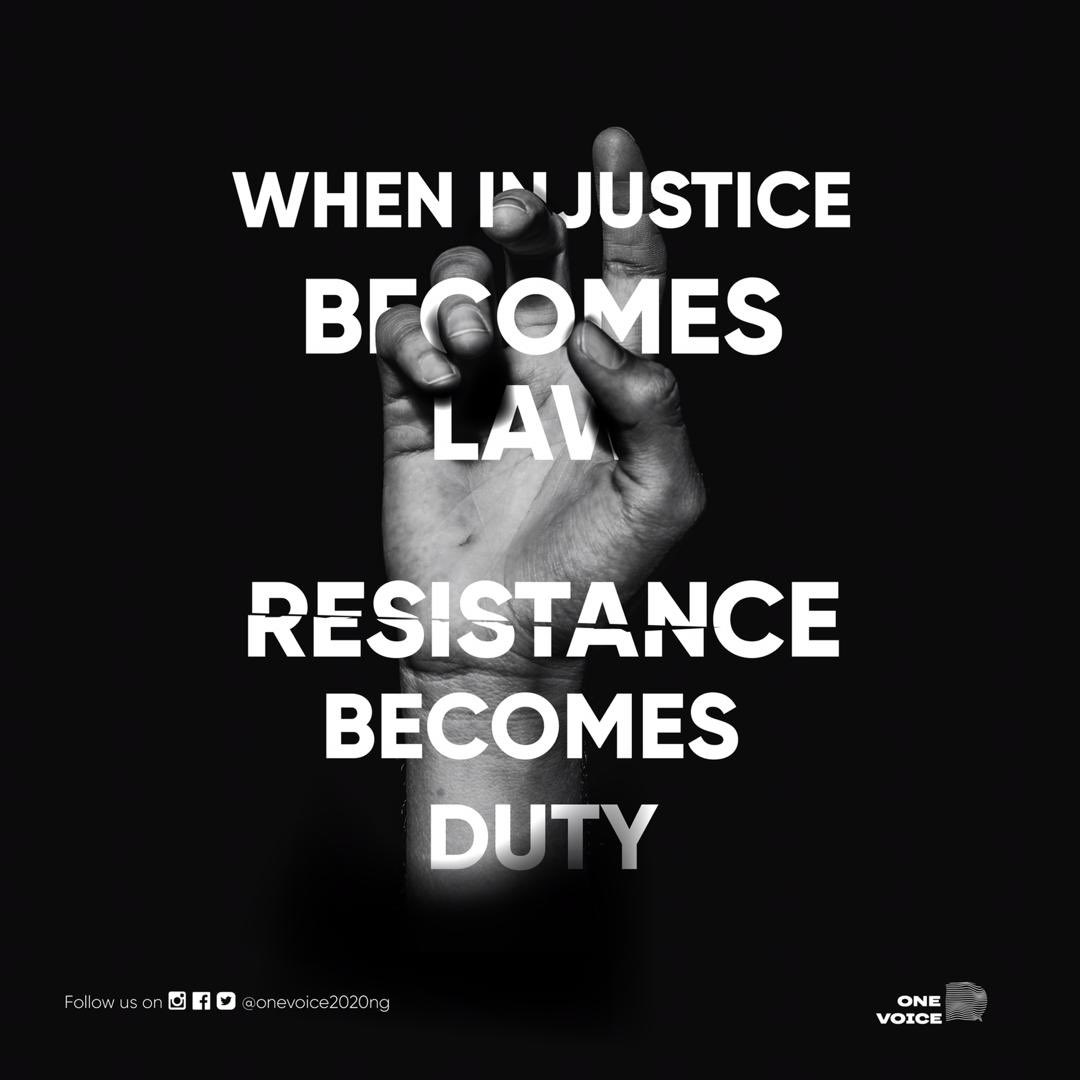 onevoice2020ng's tweet photo. We are spurred on by our brothers and sisters who stood resolute on 20.10.20. We continue to stand for you like you stood for us!
#NeverForget 20.10.20
#onevoice #endsars #safenotsilent #endpolicebrutality #endbadgovernanceinnigeria https://t.co/KLkFEivDc2