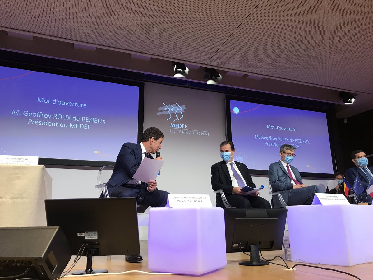 laurenceauer's tweet photo. Suite de la visite officielle du Premier ministre roumain @orban_ludovic en France : rencontre avec les entreprises françaises au @MEDEF_I et signature d’un protocole d’accord entre le @medef et Invest Romania @FranceRomania @RoumanieFrance https://t.co/cnCBd35osG