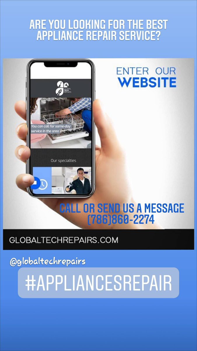 Globaltechrep's tweet image. With more than 6 years of experience in the market, our highly qualified staff is ready to service your appliances. Call us (786) 860-2274
#services #ApplianceRepairs #GlobalTechRepair #BestPrices #BestServices #Miami #home