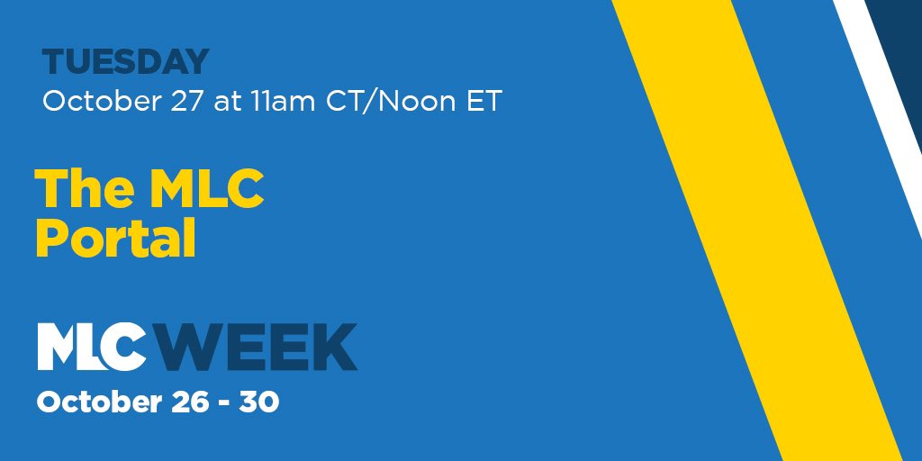 MLC_US's tweet photo. LAST CHANCE! Register for today’s #MLCweek session, "The MLC Portal", happening at 11am CT. #TheMLC’s Chief Information Officer, #RichardThompson, will preview The Portal, discuss the #DataQualityInitiative and share updates. ➡️ https://t.co/Kb1Fmz29zF
#mlc_us #myMLC #ourMLC https://t.co/fCj8fIUuso
