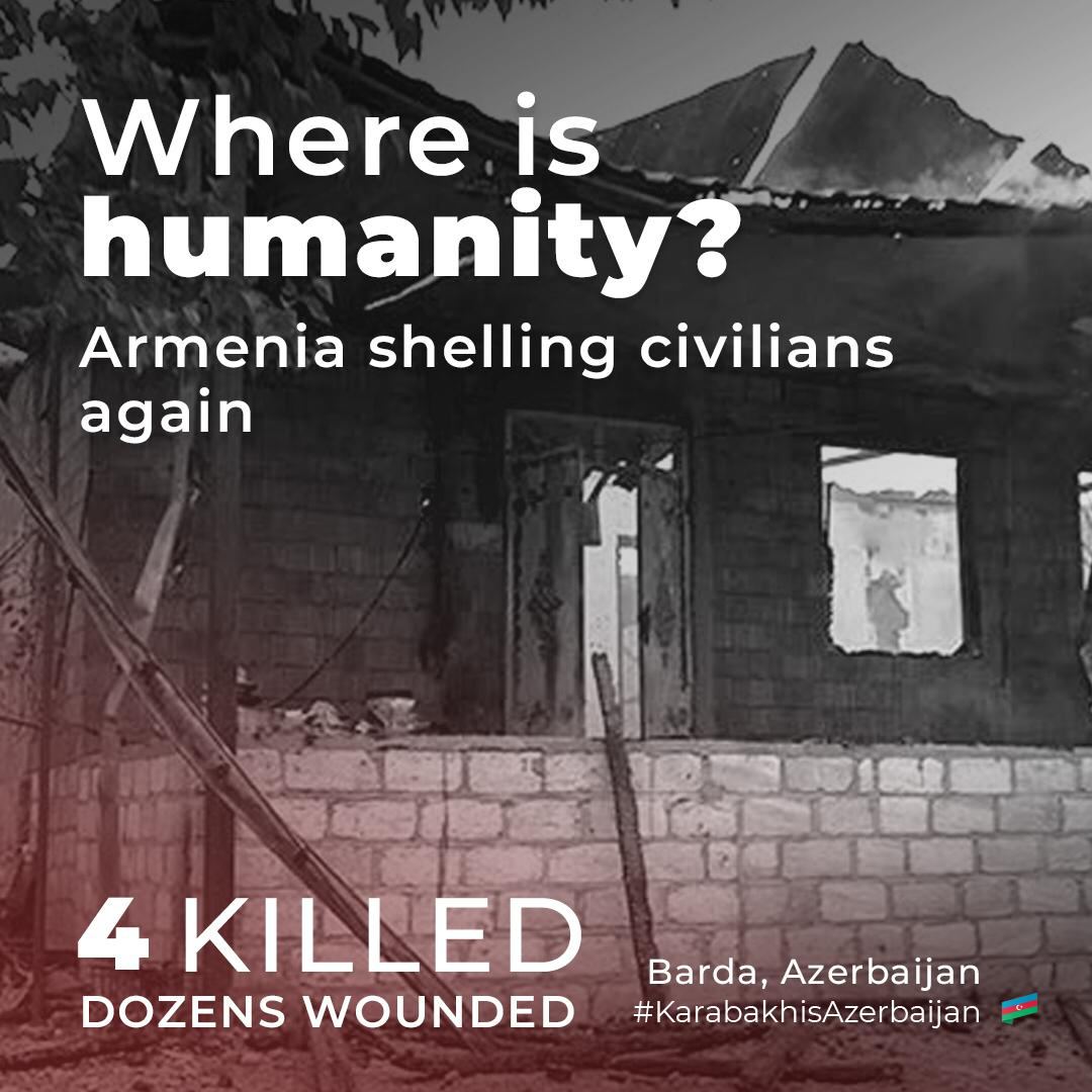 How cowardly can #Armenia get? Enough to fire cluster Smerch missiles on women, children and elderly! Barda, October 27.
#ArmeniaKillsCivilians 
#StopArmenianAggression 
#StopArmenianOccupation 
#KarabakhisAzerbaijan