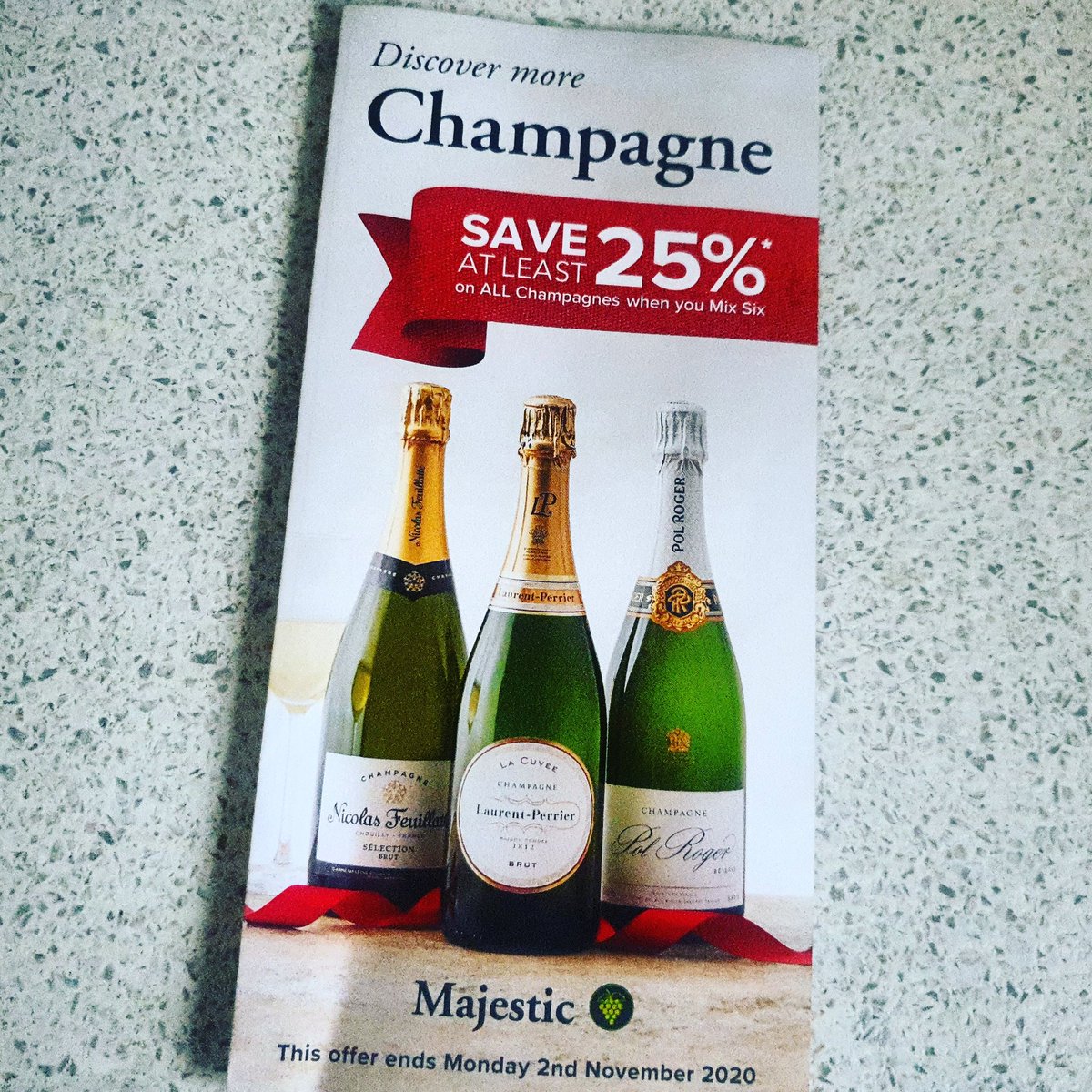 majesticchs's tweet photo. Don't miss out on our champagne offer of 25% off when you mix six.
#flyerlandedtoday
#champagne
#bubbles
#popthatcork
Valid till the 2nd November https://t.co/v1r3XLEo6e