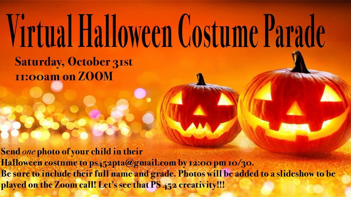 Join the PTA Virtual Halloween Costume Parade! 🎃👻👹🦁🧛🏿🦹🏽🦸🏾‍♀️👸🏿👩🏻‍🚒👩🏽‍🎨👩🏻‍🎤🧑🏽‍🎤🦄💀