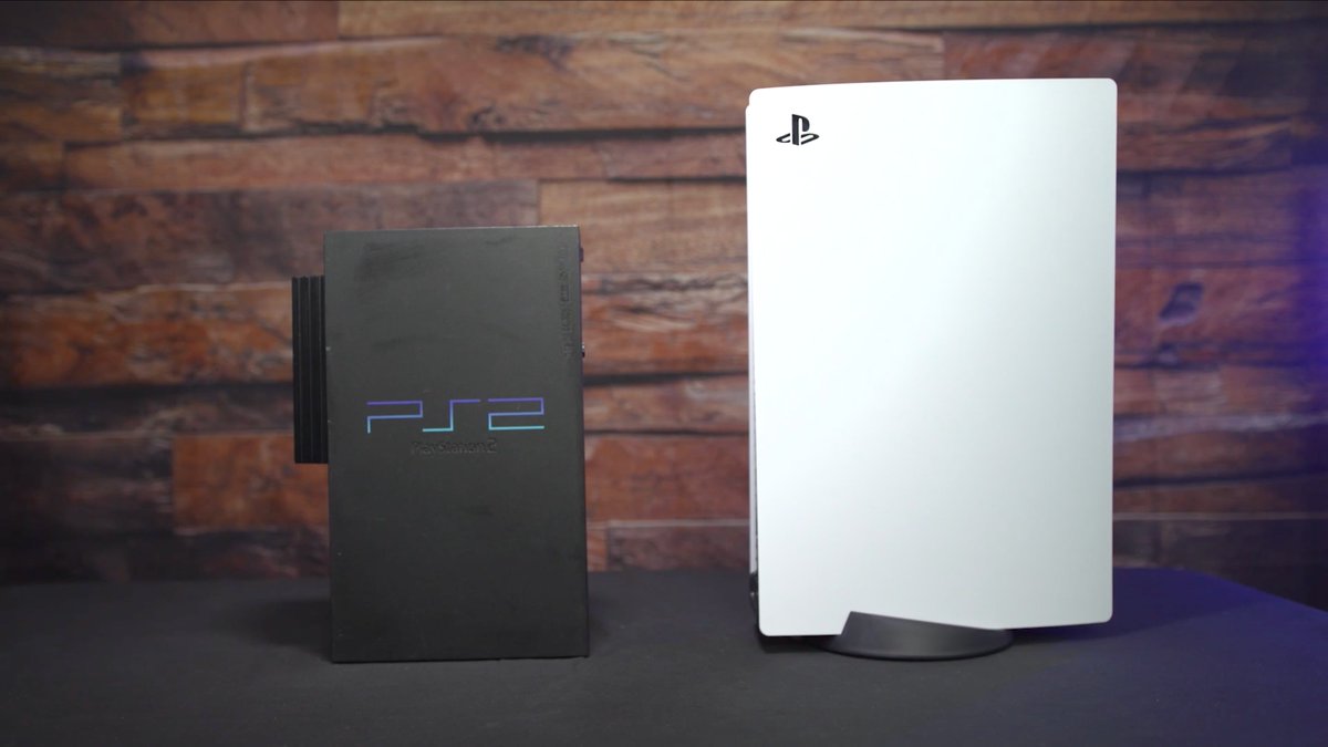 The PS5 next to the PS2.  https://www.ign.com/articles/ps5-heres-what-the-console-looks-like-up-close