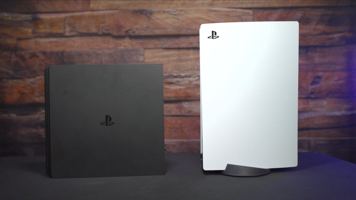 The PS5 next to the PS4 Pro.  https://www.ign.com/articles/ps5-heres-what-the-console-looks-like-up-close