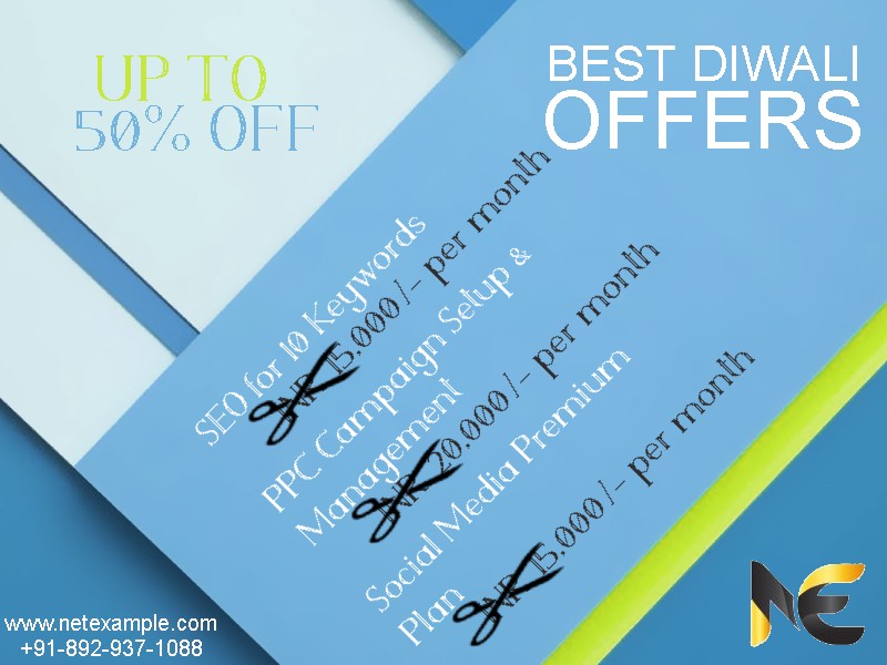 netexampleindia's tweet image. Net Example, a one stop solution for your all business need including website development, organic SEO, Paid Advertisement and Brand Promotion with Social Media optimization.

Contact us now to get Diwali Discount on all the Services.
netexample.com