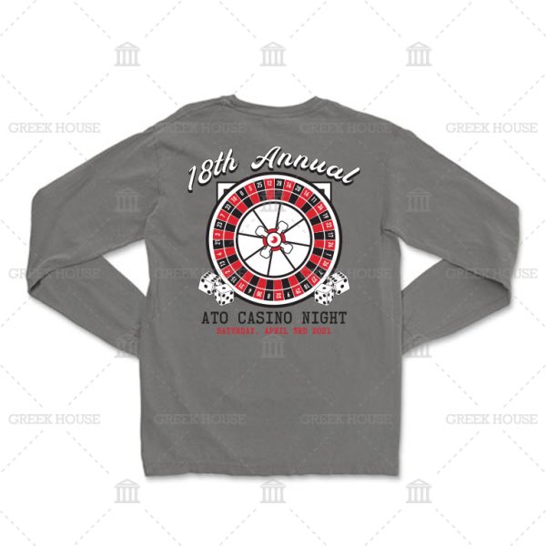 Long sleeve shirts are now on sale until Nov 3rd at 11:59pm!  Orders can be placed via CrowdChange (ato.crowdchange.co/14613), GreekHouse (greekhouse.org/store/Casino-N…), or Venmo ($26 each to zjgonzalez98).  Free delivery around campus, DM us with any questions!