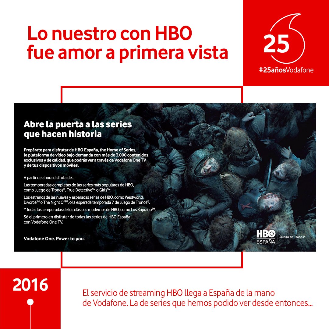 vodafone_es's tweet photo. Llevamos 4 añitos con @HBO_ES en @VodafoneTV_es. Los mismos que con el deco 4K. Quién nos iba a decir que hoy nos recomendarían mínimo una serie en cada conversación 🥲

#25AñosVodafone https://t.co/YCCIBcWmMm