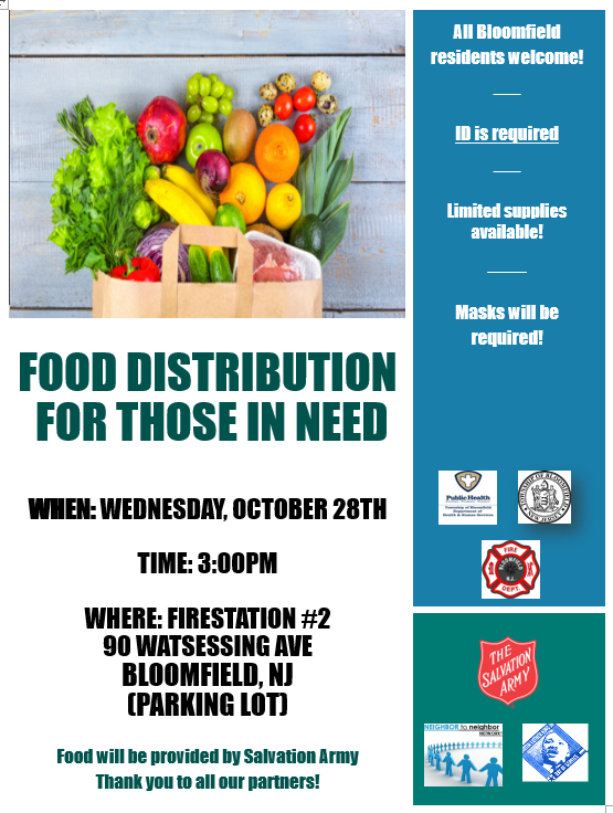 N2NNetworkNJ's tweet photo. Food distribution event tomorrow at 3PM at Fire station #2 #BloomfieldNj #FoodPantry #SocialDistancing @BloomfieldHDNJ https://t.co/v81drVR9zw