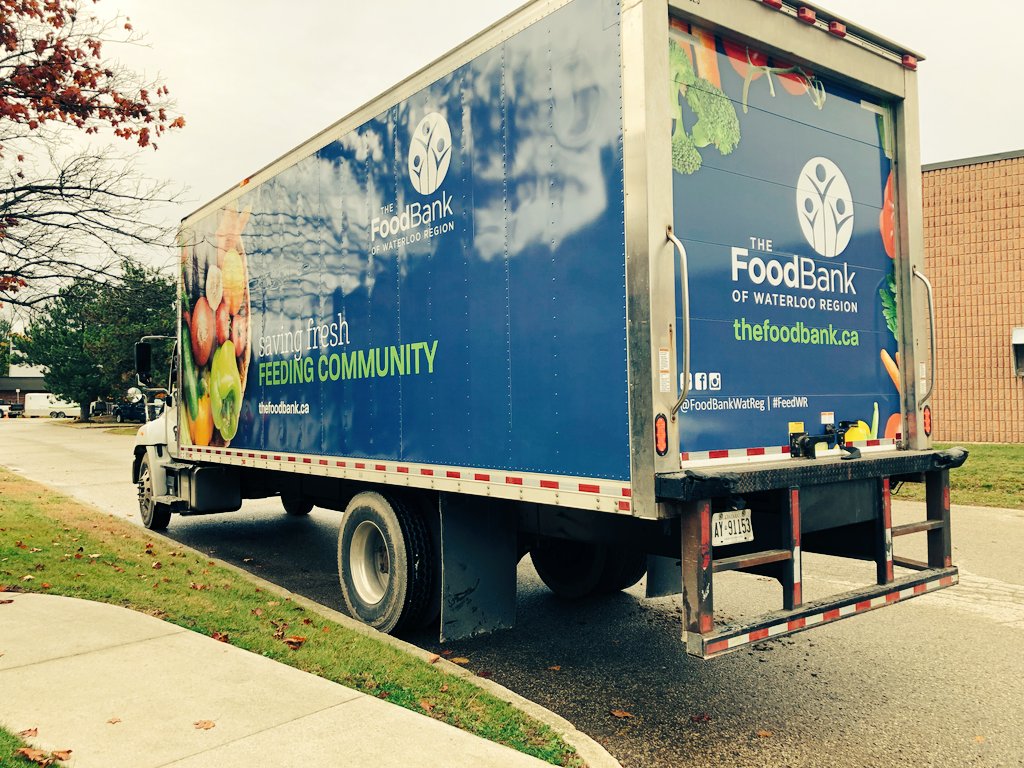 W_DesignCo's tweet photo. Ready to roll...you'll find this truck saving fresh and feeding our community! 

#FeedWR #FoodBankWatReg #truckwrap #graphicdesign #lwdg https://t.co/aA5CWSb9bo